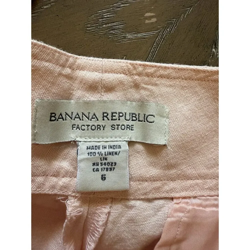 Banana Republic Pants Womens 6 Martin Fit Trouser light Pink 100% Linen